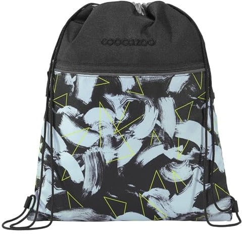 coocazoo Turnbeutel „Electric Storm”, schwarz-grau, mit Reißverschlussfach und Kordelzug, reflektierende Elemente, Schlaufen zur Befestigung am Schulrucksack, 10 Liter, ab der 3. Klasse