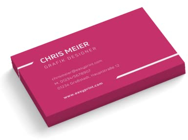 Visitenkarten personalisiert | Frame | Pink | 1-seitig | Querformat | Menge + Schriftfarbe + Papier zur Auswahl | selbst gestalten | hochwertig | 350 g Qualitätsdruck (Schrift weiß, 50 Stück)