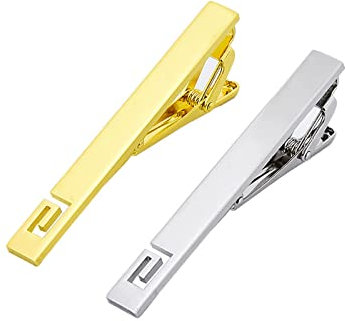 KALUROIL 2 PCS Krawattennadel, klassischer Business-Stil, Krawattenklammer für Herren(Gold + Silber)