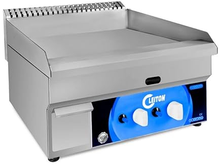 Cleiton® Plancha Cocina | Plancha a Gas | 700x500x230 mm | Calentamiento rapido | Antiadherente libre de PFOA | Resistente al Rayado | Potencia 6 kW | Gas Butano
