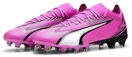 PUMA Ultra Match Fg/AG, Soccer Shoe Unisex-Adulto, Poison Pink White Black, 41 EU