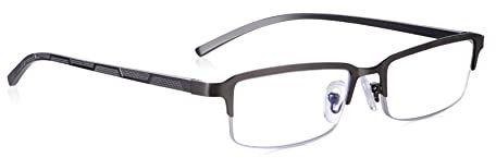 Herren-Lesebrille 2.0, rechteckige Halbrahmenbrille, Blaulichtfilter mit Federscharnieren für Komfort und Passform. Read Optics