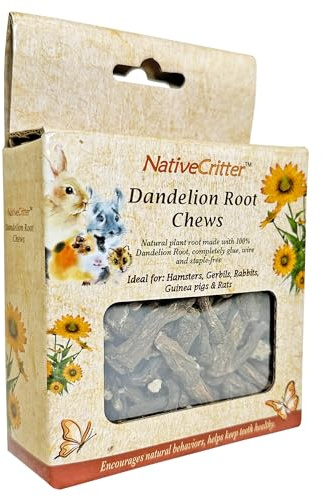Exotic Nutrition Dandelion Root - Fun & Unique Chew for Hamsters, Gerbils, Rabbits, Guinea Pigs, Prairie Dogs, Chinchillas, Degus, Squirrels, Rats and Other Chewing Small Animals