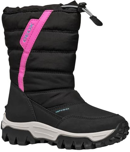 Geox J Himalaya Girl B AB, Scarpone da Neve, Black/Fuchsia, 37 EU