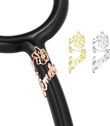 INBLUE Personalisierte Stethoskop Charms für Krankenschwester Edelstahl Gravierte Namen ID Tag mit Symbol Stethoskop Accessoires Geschenk für Arzt - Stil A1