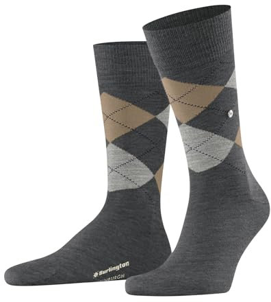 Burlington Herren Socken Edinburgh M SO Wolle gemustert 1 Paar, Grau (Dark Grey 3070) neu - umweltfreundlich, 40-46