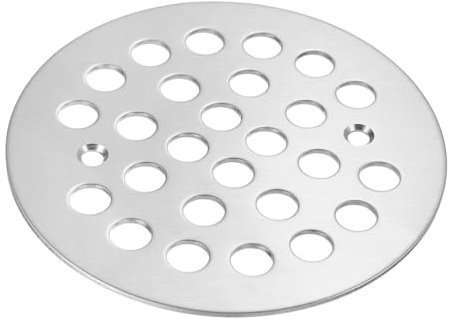 QUARKZMAN Cubierta de Rejilla de Desagüe de Ducha, Tapón de Desagüe Redondo de 4 1/4 Pulgadas de Acero Inoxidable para Reemplazo de Desagüe de Ducha, Plateado