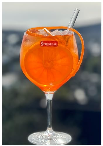 Topkapi Elite Aperol Spritz Bicchiere Johannland I 4 pezzi Aperol Spritz Set I XXL Taglia I Lavabile in Lavastoviglie I Cristallo Senza Piombo I Resistente alla rottura I Con Cannucce Di Vetro I 630