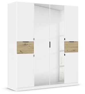 Rauch Möbel TICAO, Kleiderschrank, Farbe Weiß/Eiche Artisan, Breite 181 cm | Schrank, Mehrzweckschrank, 6-türig, Spiegel, 2 Schubladen, für Schlafzimmer, Kinderzimmer, Homeoffice, Garderobe, Flur