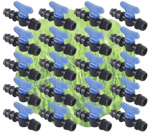 Mini Valvola a Cilindro, Rubinetto Portagomma con Filetto Maschio per Impianti, Sistemi e Tubi di irrigazione a Goccia, Nero MADE IN ITALY - Orto Facile (16 mm x 1/2, 20)