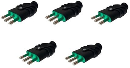 gloca 5x Spina Professionale Volante 16A 2P+T Nero Maschio Standard Italiano 250V