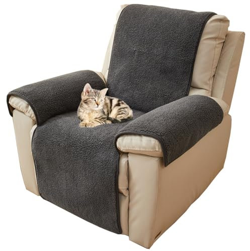 NUODWELL Dicker Lammfellbezug Sofa Armlehnenbezüge 1 Sitzer, SesselüBerwüRfe Armlehnenschoner, Bezüg Sesselüberzug Möbelschutz für Kinder und Haustiere (Dunkelgrau, 56 x 207 cm)