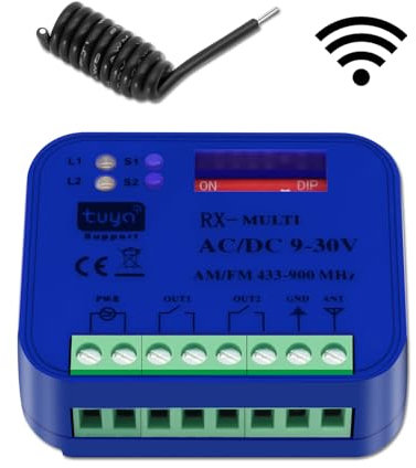 Ouvre-Porte de Garage Connecté WiFi, 9-30V, Multi-Fréquence 433-900MHz, Module de Relais de Porte de Garage, Récepteur Universel RX Mutil pour 45 Télécommandes de Porte de Garage, 2.4GHz WiFi