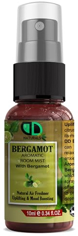 DD Teck Bergamot Aromatic Room Spray Air Freshener for Home, Car & Office, Long Lasting Essential Oil Fragrance, Odour Neutraliser, Non Toxic Smoke Free Pillow & Linen Mist 10ml