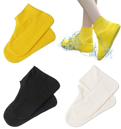 Tadpolez 3 Pares Cubrezapatos Impermeable,Cubre Zapatos de Silicona,Cubiertas de Zapatos Reutilizables,Cubrezapatos Impermeable Antideslizante,para Lluvia,Día de Nieve,Caminos Fangosos