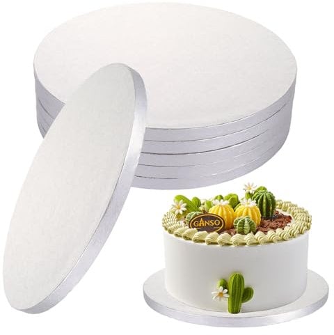 10 Inch Cake Boards Round Silver (5 Pack) – Heavy Duty Cardboard Cake Drums for Decorating – Greaseproof & Sturdy Cake Bases for Wedding, Birthday Cakes – Food Safe Dessert Display Boards