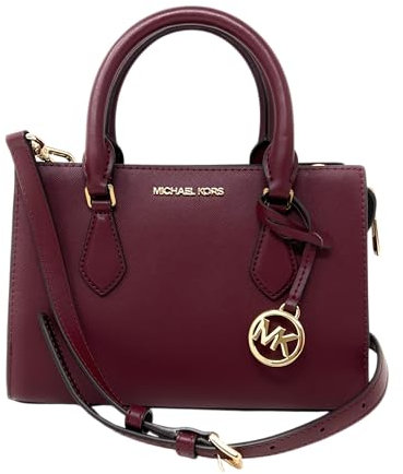 Michael Kors Sheila Saffiano - Borsa a tracolla piccola in pelle Oxblood, Sangue di toro, Small, Oxblood, S
