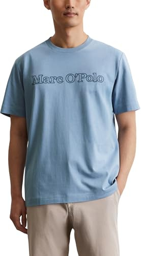 Marc O'Polo Herren T-Shirt Logo-Print Regular Fit, Blau (Meltwater), L