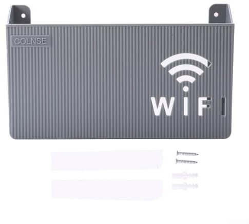 Wifi Router Mensola Storage Box, Da appendere alla parete, Organizzatore in plastica ABS, comoda ricezione del segnale (grigio)