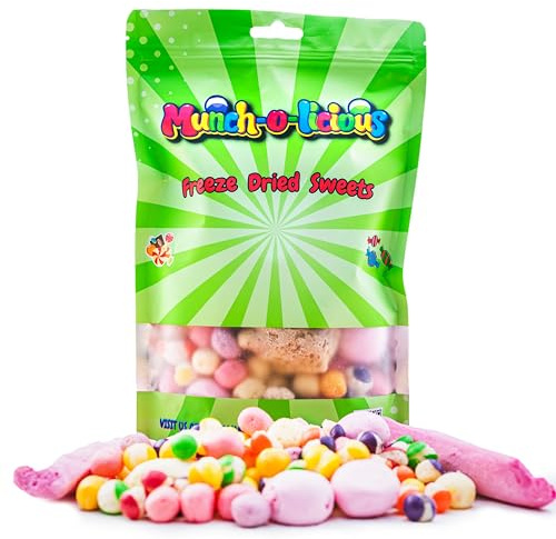 Munch-o-licious Gefriergetrocknete Süßigkeiten - 100g Vegane & Halal Freeze Dried Candy - Ideal als Geschenk - TikTok-Trend - Perfekt für Weihnachten - Knusprig und Lecker