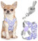 Pawaboo Puppy Harness and Lead Sets, Small Dog Harness X-Frame No Pull No Choke, Dog Vest Harness Adjustable for Small Medium Sized Dogs, Soft Breathable Pet Harness Walking Outing, S, Purple Daisy