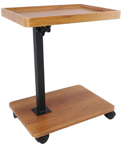 Beistelltisch mit Rollen, höhenverstellbar, C-Form | Holz, Mobiler Kaffeetisch, Wohnzimmer, Schlafzimmer, Sofa, Couch, Kompakte Ablagefläche, Flexible Nutzung