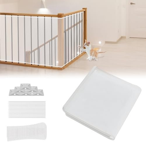 UISEBRT Rete di protezione per scale, ringhiere in poliestere, 450 x 91 cm, rete di protezione per scale per bambini, rete di sicurezza, ringhiera, rete per balcone, scale, letto a soppalco, nero