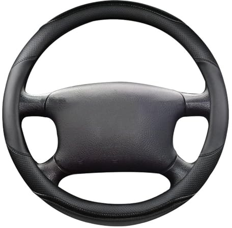 Lenkradhüllen Für VW T4 Für DERMAY Auto Lenkradbezug Kohlefaser PU Leder 5 Farben Autozubehör Lenkradschoner(O Shape Black)