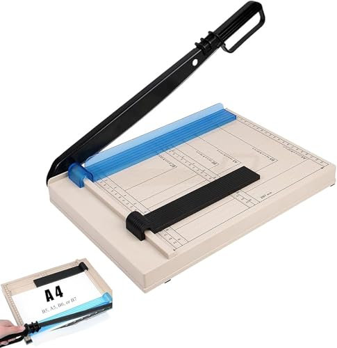 Hebelschneider Papier Schneidegerät,Papierschneider A4/B5/A5/B6/B7,mit Sicherheitsschutz und Klingenverriegelung,Schneidemaschine,für Cardstock/Karton/Kunsthandwerk und Fotos(12 Blatt Kapazität)