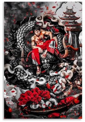 SHAMWZ One Piece Luffy Arte de Pared Impresión de Imagen Moderna Decoración de Habitación Familiar, 40 x 60 cm