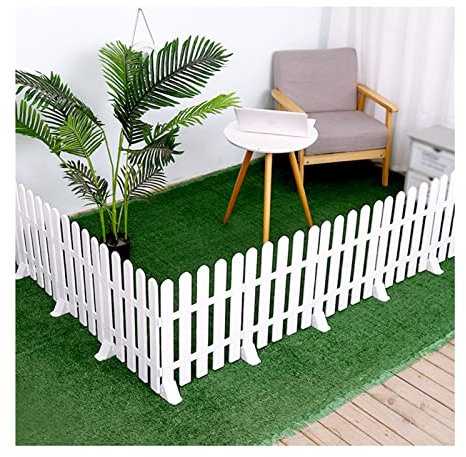 Weißer PVC-Gartenzaun – 4 Stück dekorative Tierabsperrung für den Innen- und Außenbereich – perfekt für Hof, Rasen, Wohnzimmer und Schlafzimmer – 50 x 30 cm
