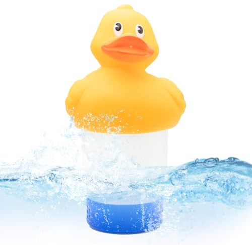 Qurygin Pool Chlor Floater Schwimmender Chlorspender Tabletten Schwimmender Spender Granulat Tabletten Floater Entenform Behälter für Pool Whirlpool Brunnen