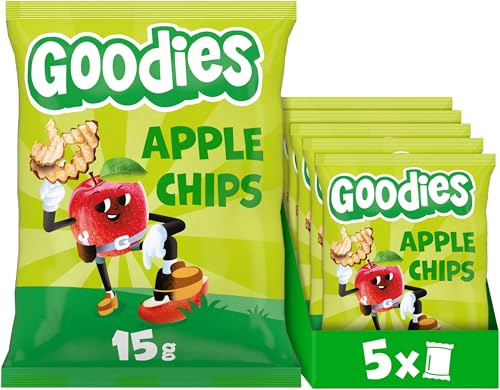 Goodies Apple Chips Kids Fruit Snack, 100% Fruit, 15 g (Pack of 5) | 3+ Years, High in Fibre, No Added Sugar, Gluten-Free, Vegan, Lunch Box Ready