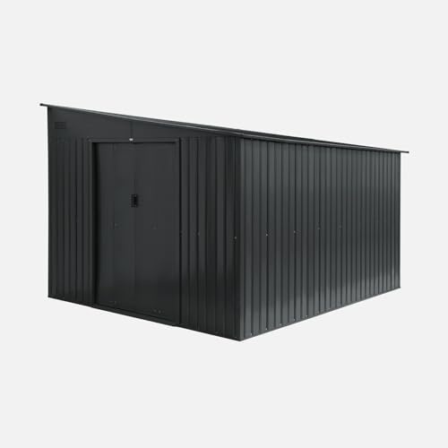 sweeek - Abri de Jardin Acier 8.96m² avec kit d'ancrage Anthracite L 277.5 x l 322 x H 203 cm - Ornay