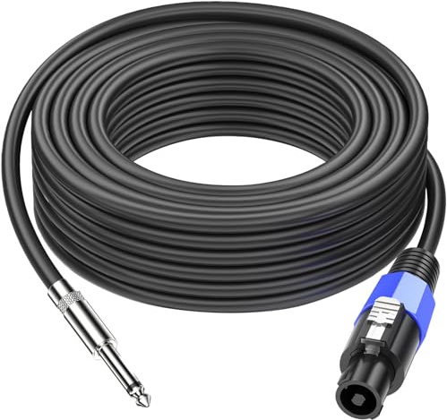 Jumwa 10M Speakon to 1/4 TS Speaker Cables for Audio Amplifier with Twist Lock Speakon Cables for Heavy Duty Audio, M-M