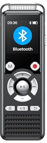 EVISTR Digitales Diktiergerät mit 3072 Kbps, 64 GB Bluetooth, Anrufaufzeichnung, Diktiergerät mit Rauschunterdrückung, Dual-Mikrofon, Sprachaktivierter Rekorder für Vorträge/Interviews/Meetings