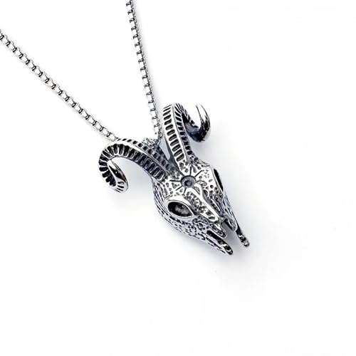 DACKLOONG Vintage African Tribal Goat Skull Pendant Necklace Punk Rock Ram Head Amulet