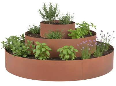 Relaxdays Spirale d'aromates en Acier, 3 pièces, Dimensions 40/80/120 cm, Hauteur 20 cm, Fini Rouille, Brun