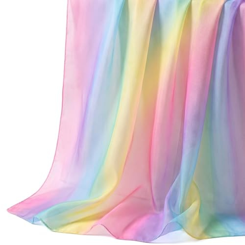 Tüll Tischläufer Bunt, 90 x 300 cm Tischläufer Regenbogen Dekostoff Tischband Tüllnetz Table Rainbow Tüllstoff für Boho Hochzeit Geburtstage Dekorationen Handwerk Zubehör