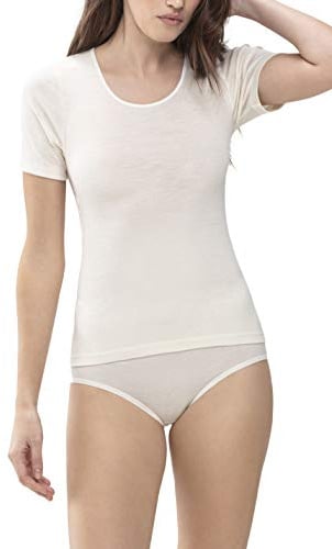 Mey Damen T-Shirt aus Schurwolle Serie Wool&Silk | Oberteil mit schmaler Passform, Tiefer Rundhalsausschnitt, Halbarm, Seidiges Tragegefühl, Gr. 38-48