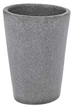 WENKO Zahnputzbecher Pebble Stone, Zahnbürstenhalter in Steinoptik, natürlicher Look, aus hochwertigem Kunststein gefertigt, Ø 8 x 9,8 cm, Grau