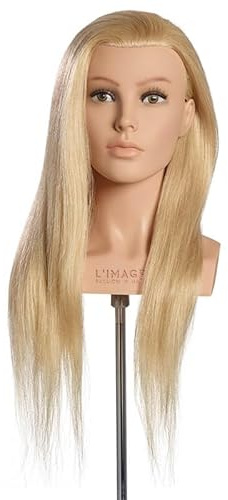 Frisierkopf Louisa - L'IMAGE - mit 60 cm Echthaar, mit Wimpern
