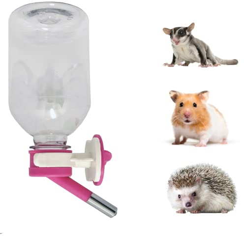 Choco Nose Patented Mini No-Drip Water Bottle/Feeder for Hamsters/Hedgehogs/Gliders/Rats/Mice/Other Small Pets and Animals - For Cages, Crates or Wall Mount. 300ML. Nozzle 10mm, Pink (C125)
