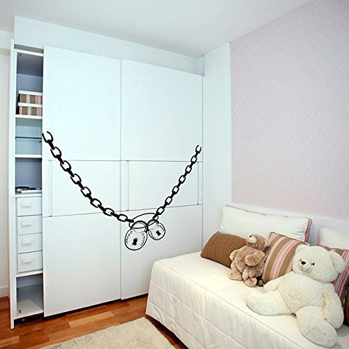 (90 x 68 cm) Vinyl-Aufkleber Kühlschrank Lock & Kette, Schloss, die sich schließen, Kühlschrank, wiederentfernbar, Home Art Sticker/Wandaufkleber, Vinyl, personalisierbar, inklusive zufällig Geschenk!
