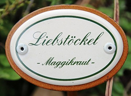 Gartenstecker - Kräuterstecker Maggikraut - Liebstöckel - 25 cm Münder Emaille