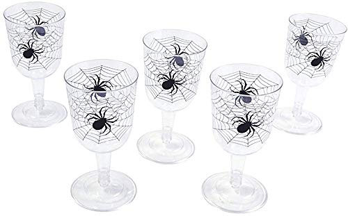 Bristol Novelty HI283 Verre à pied toile d’araignée, transparent/noir, taille unique Halloween