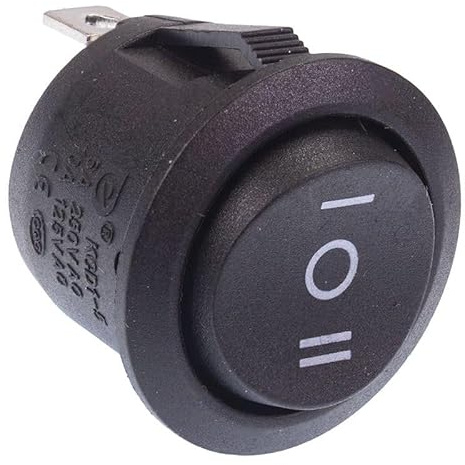 Black On/Off/On Round Latching 20mm Rocker Switch SPDT 3 Position