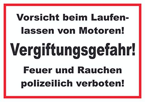 HB-Druck Vorsicht beim Laufen Lassen von Motoren Schild A1 Rückseite selbstklebend