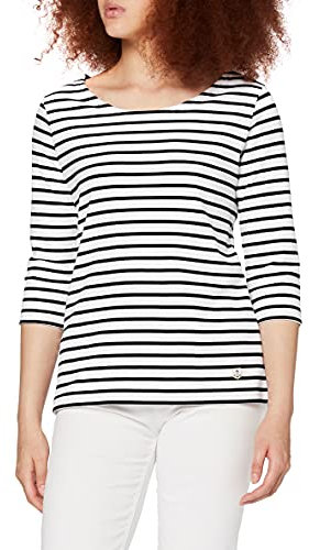 Armor Lux Damen Marinière Guerande Héritage Femme T-Shirt, Weiß/Rich Navy, 38 (Herstellergröße: 2)
