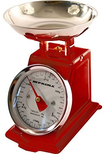3kg Traditional Retro Mechanical Kitchen Weighing Scales (RED)